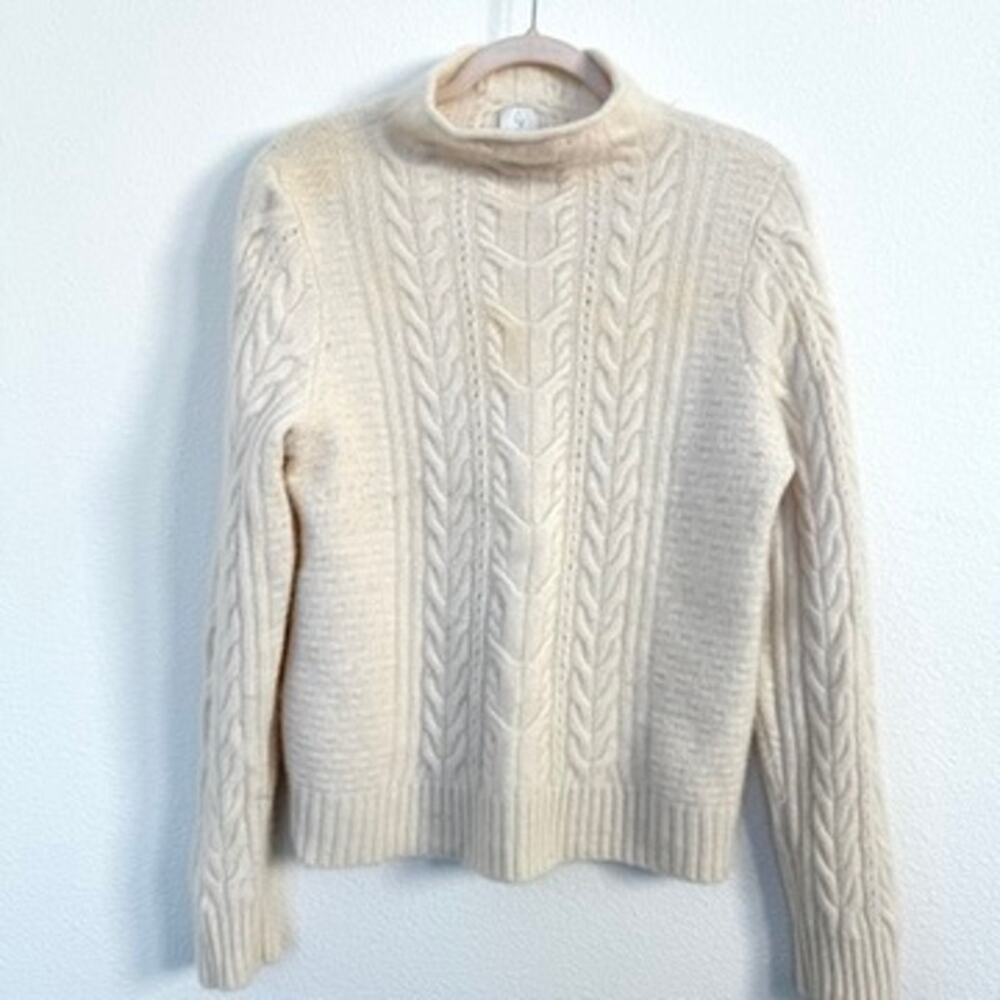 Joie 2-Ply Cable Knit Sweater Ivory Cashmere XL Luxury Classic Old Money